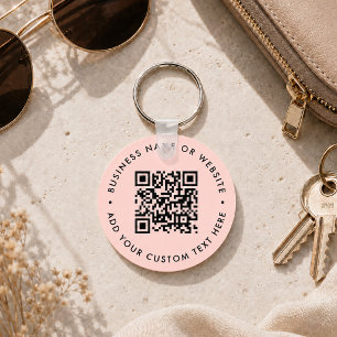 Keychain   Custom QR Code Blush Pink Tag