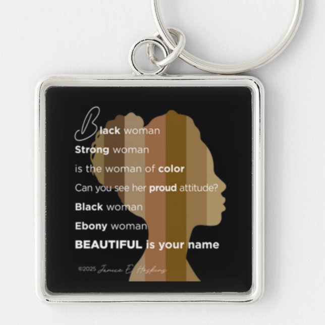Keychain "Ebony Woman Beautiful is your name" (Front)