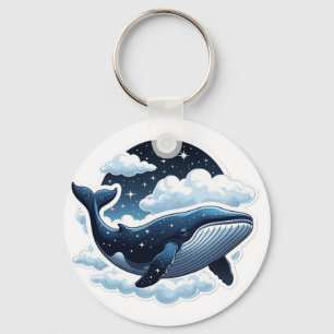 Keychain Floating cloud whale with stars