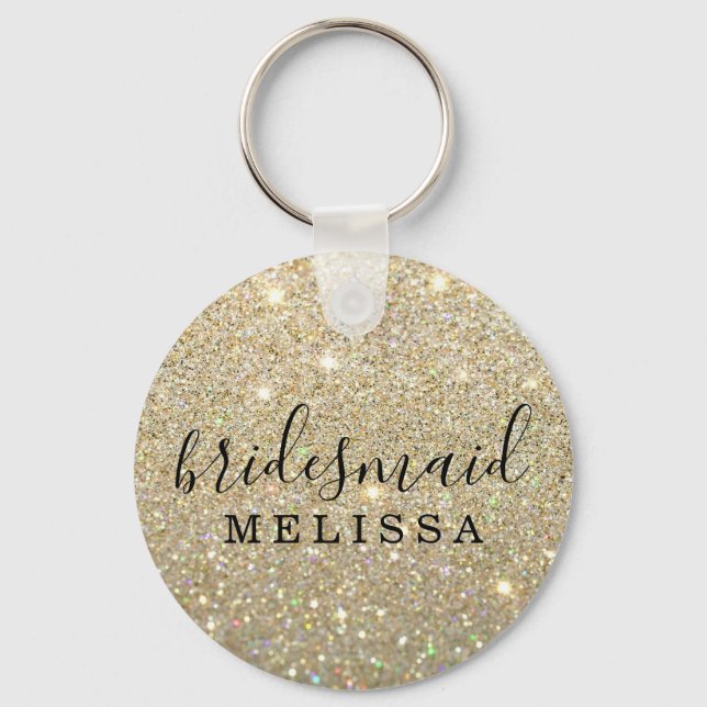 Keychain Glitter Bridesmaid - Gold (Front)