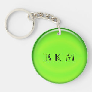 Keychain - Green Disc with Initials