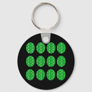 Keychain Green Glitter Circles On Black