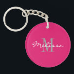 Keychain Intial Monogram Name Pink<br><div class="desc">Create your own Custom Item with Initial,  Monogram and Name text. Choose your own background color if needed. Matching Items Available.</div>