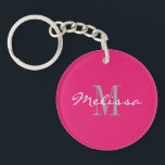 Keychain Intial Monogram Name Pink<br><div class="desc">Create your own Custom Item with Initial, Monogram and Name text. Choose your own background color if needed. Matching Items Available.</div>