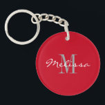 Keychain Intial Monogram Name Red<br><div class="desc">Create your own Custom Item with Initial, Monogram and Name text. Choose your own background color if needed. Matching Items Available.</div>