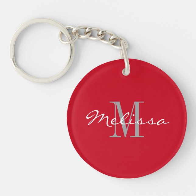 Keychain Intial Monogram Name Red (Front)