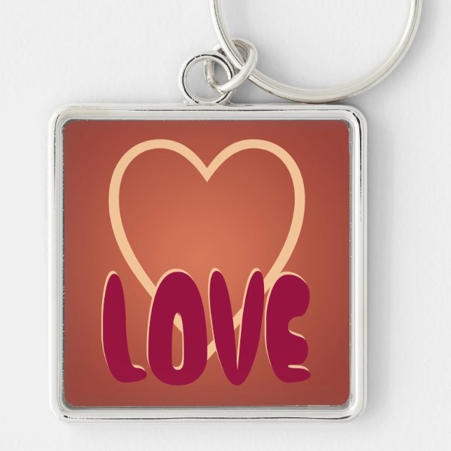 Keychain Love Heart Brown Maroon Cute Customise It (Front)