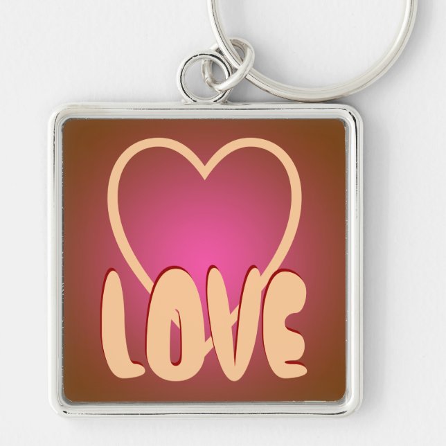 Keychain Love Heart Brown Maroon Pink Customise It (Front)