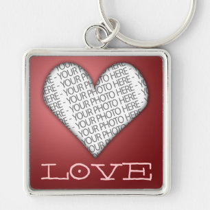 Keychain Love Heart Red Your Photo Here
