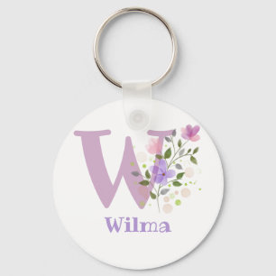 Keychain or Key Fob in a Floral Design with Name