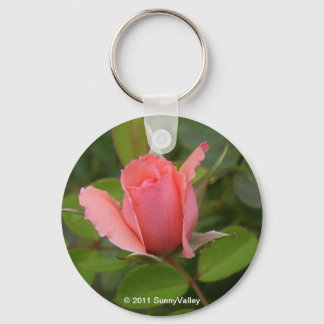 Keychain: Precious Pink Rosebud Key Ring