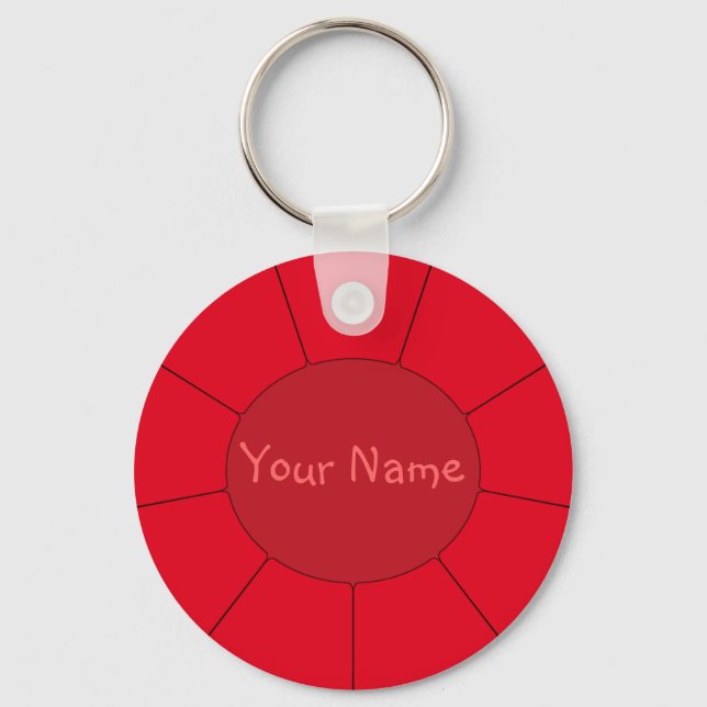Keychain Red Modern Effects + Your Name (Front)