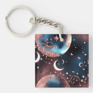 Keychain - Rose Gold Celestial Moon