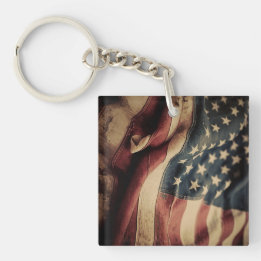 Keychain Rustic Flag Patriotic