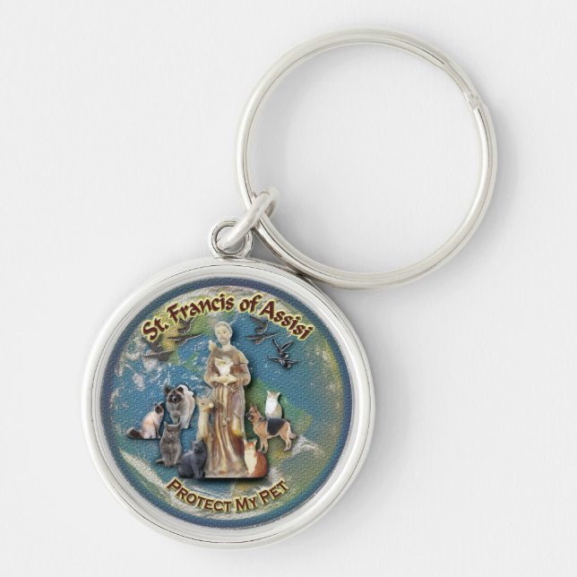 Keychain - Saint Francis of Assisi Protect My Pet (Front)
