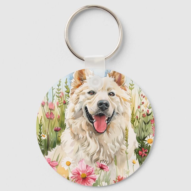 Keychain – Samoyed Watercolor Dog Bag Charm (Front)