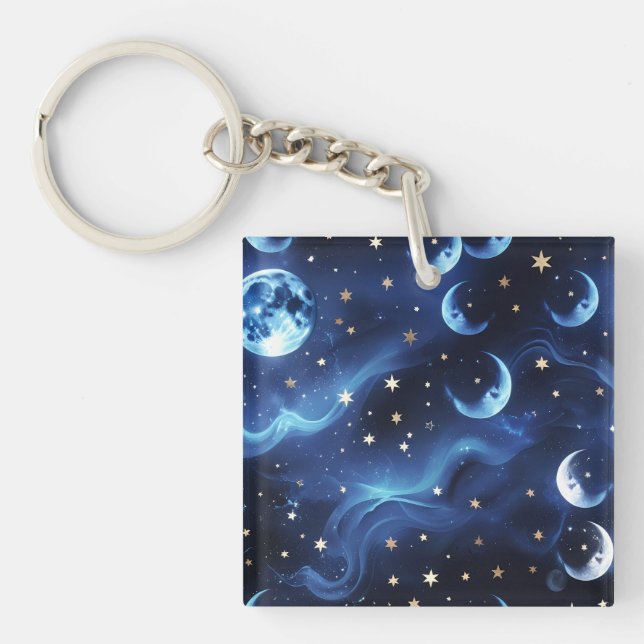 Keychain - Sapphire Blue Celestial Moon (Front)