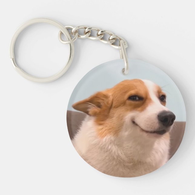 Keychain Smiling Corgi Meme (Front)