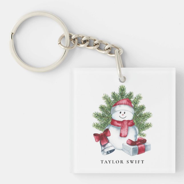Keychain | Square Christmas Snowman (Front)
