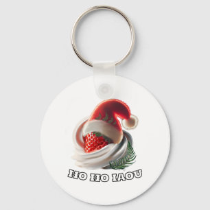 Keychain Strawberry Cream Christmas Hat NZ Fern