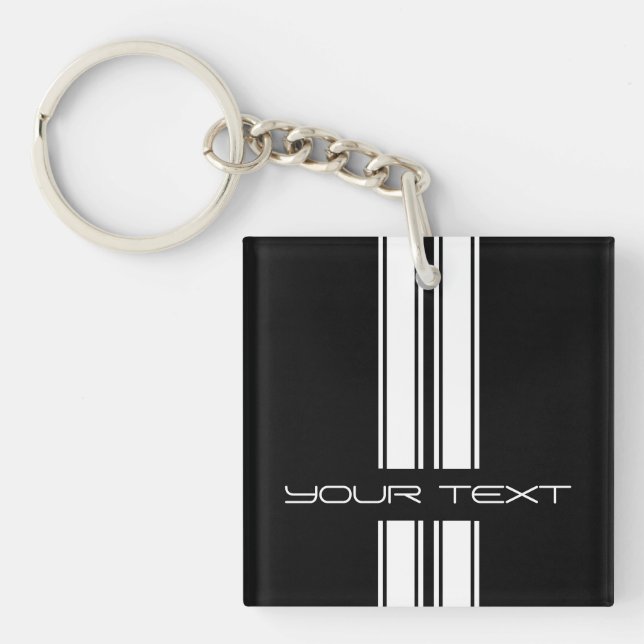 Keychain - Stripe Type - Black/White Duo (Front)