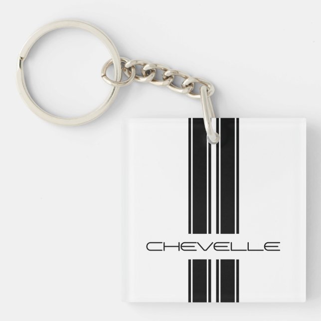 Keychain - Stripes Chevelle - White (Front)