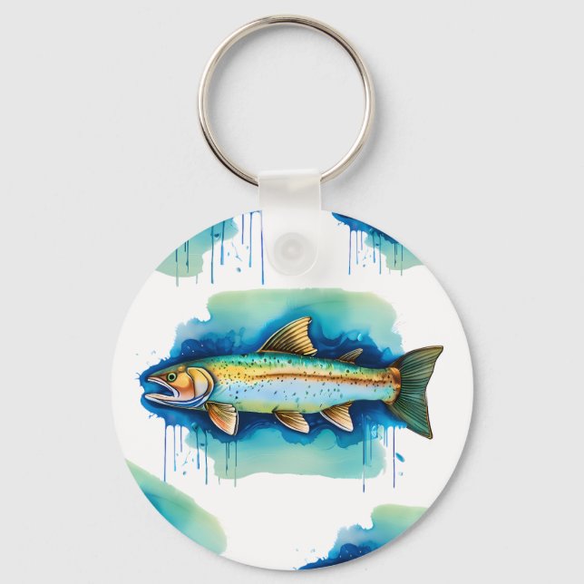 Keychain - Watercolor Series: Trout/Salmon (Front)