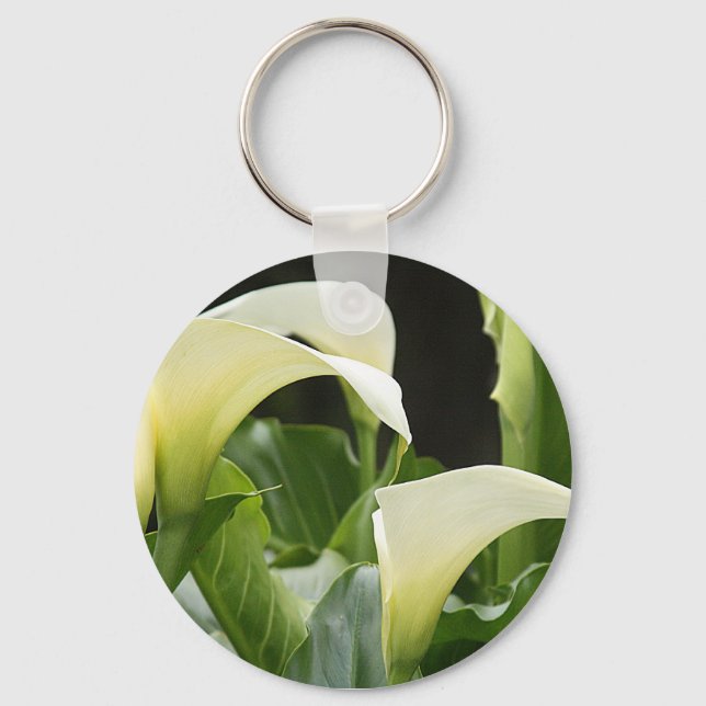 Keychain, "White Calla Lillies # 3159" Key Ring (Front)