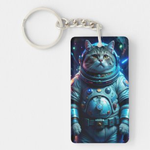 Keychain with an astronaut cat in space
