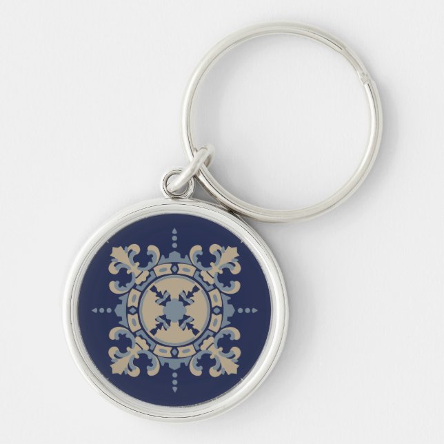 Keychain With Blue Mexican Tile design (Front)