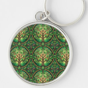 Keychain with circular charm featuring a green