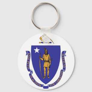 Keychain with Flag of Massachusetts State