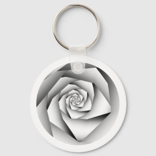 Keychain With Geometric Silver Colour Flower