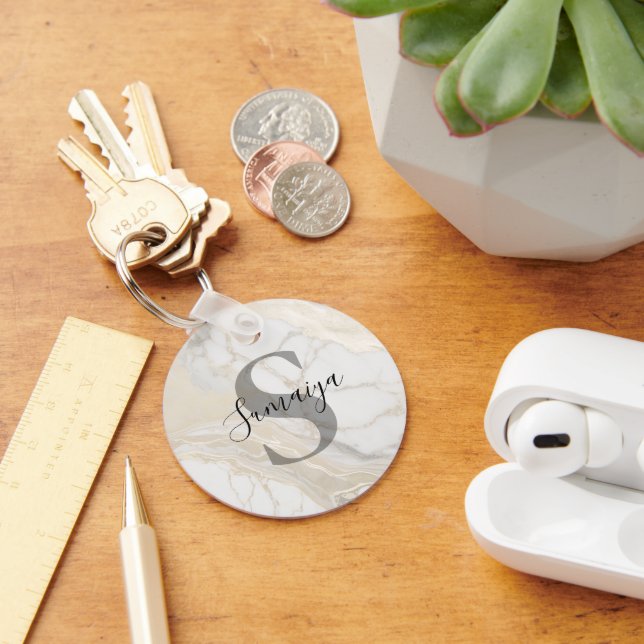 Keychains Elegant Script Monogram Custom Gift (Desk)
