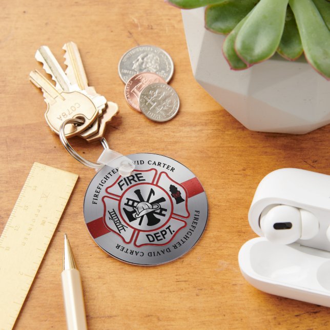Keychains Firefighter Maltese Cross Personalised (Desk)