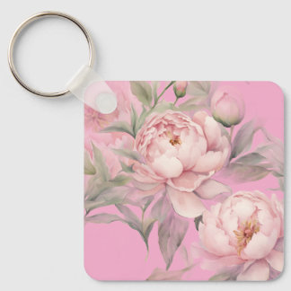  Keychains Pink Peonies, Pretty Garden Flowers