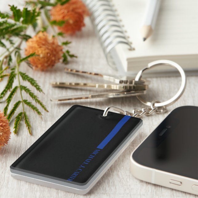 Keychains Thin Blue Line Personalised Keepsake (Front Right)