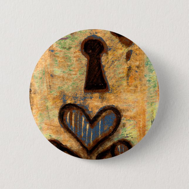 Keyhole & Heart 6 Cm Round Badge (Front)