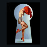 Keyhole Pin Up Poster<br><div class="desc">Vintage pinup. Very high resolution image from the original canvas painting.</div>