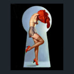 Keyhole Pin Up Poster<br><div class="desc">Vintage pinup. Very high resolution image from the original canvas painting.</div>