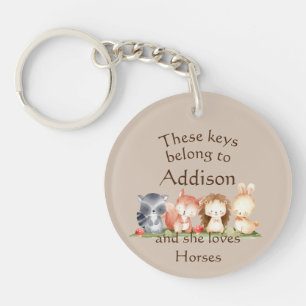 Keys Custom Name Loves Animals Key Ring