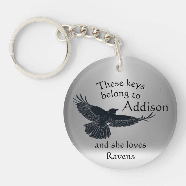 Keys Custom Name Loves Ravens Keychain (Front)