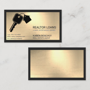 Keys House Logo Metallic Background Business Card