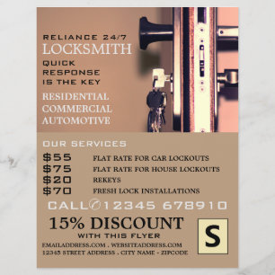 Keys in Door, Locksmith Advertising Flyer