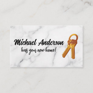 Keys Real Estate Metallic Logo Marble Business Card
