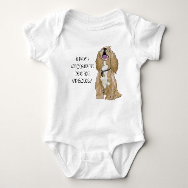 Keys the Miniature cocker spaniel Baby Bodysuit (Front)