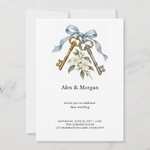 Keys to Forever Vintage Key Wedding Invitation