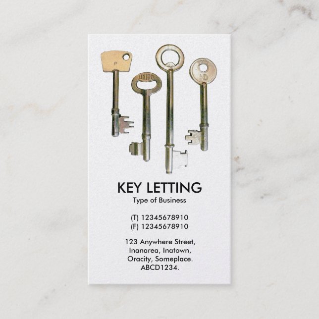 Keys - White (Gold) Business Card (Front)