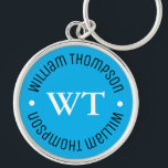 keys with name ( blue circle monogram ) key ring<br><div class="desc">Add a name to your keys...  a simple and elegant blue circle monogram</div>