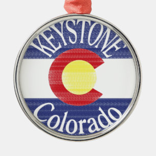Keystone Colorado circle flag Metal Tree Decoration